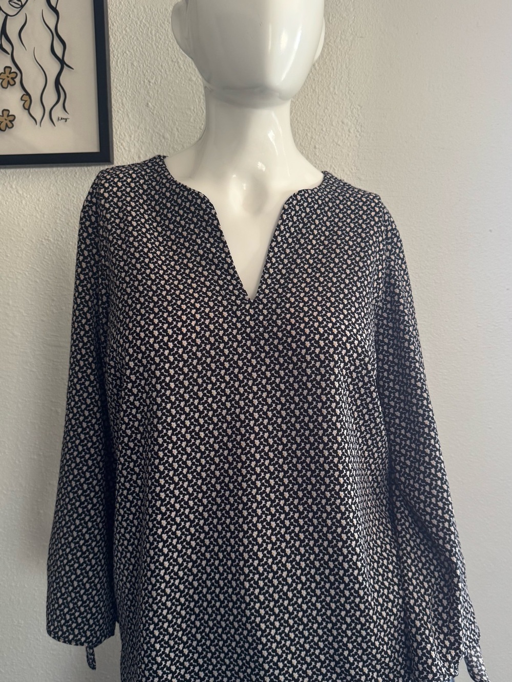 Michael Kors Black and White Notch-Neck Tunic
